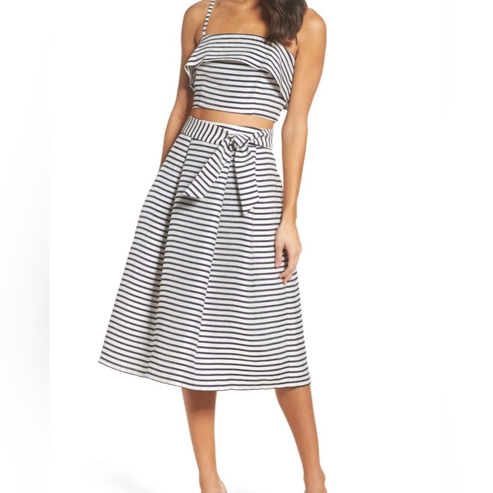 BB Dakota Navy and White Striped Skirt Set